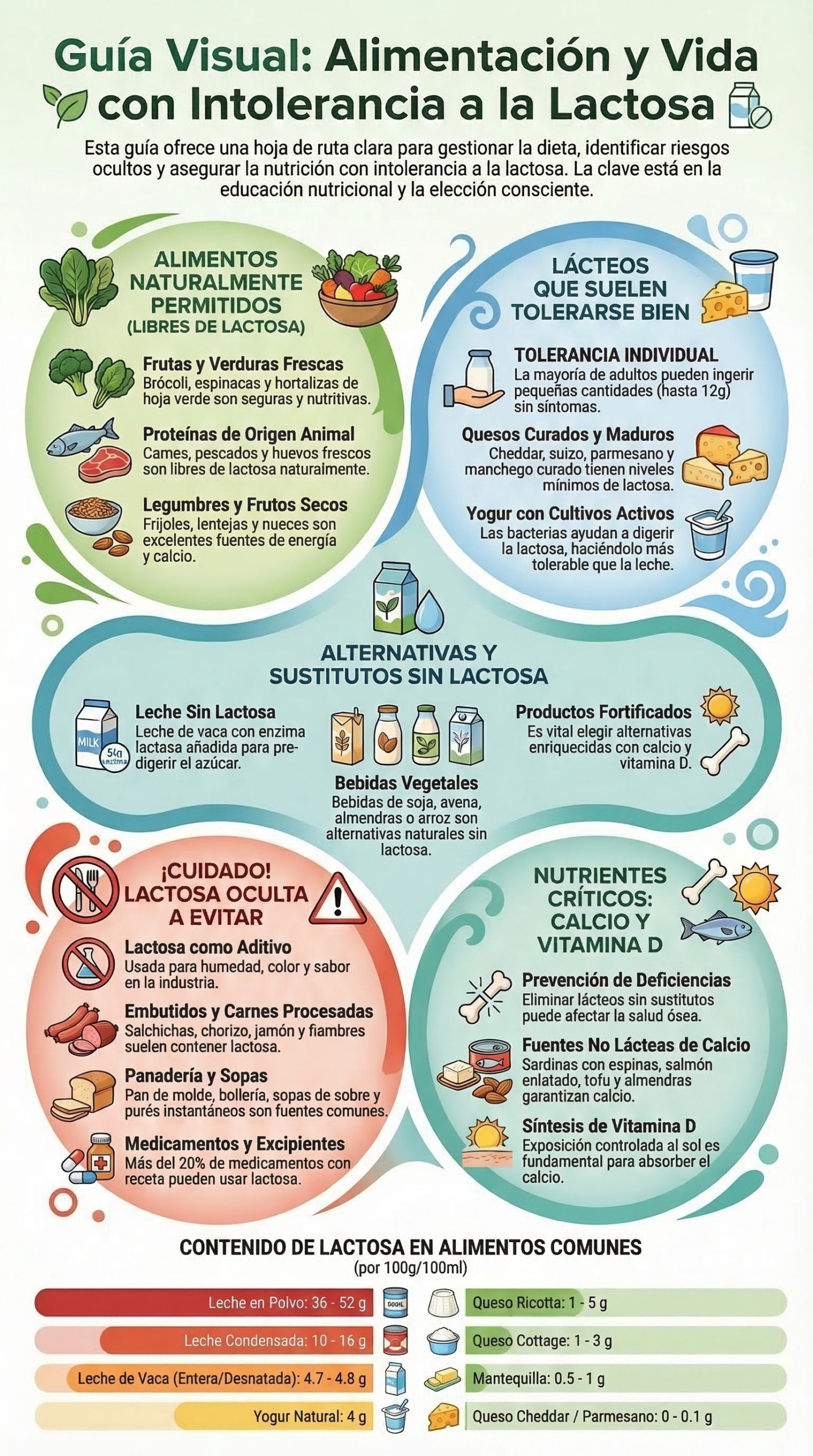 alimentos permitidos en una dieta sin lactosa como frutas verduras pescado y legumbres