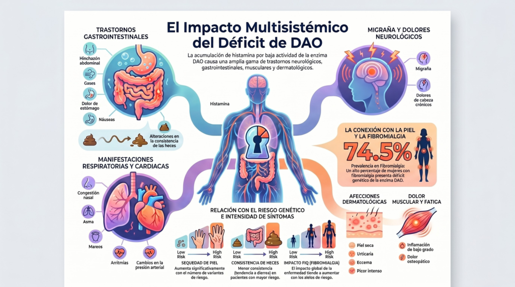 resumen de los síntomas del déficit DAO por sistemas del organismo